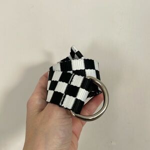 Wild Fable Black and White Checked Nylon Belt M
